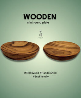 Wooden Mini Round Plate Teak Wood  (2 Pieces)