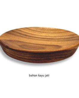 Wooden Mini Round Plate Teak Wood  (2 Pieces)