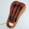 Gabungan 3 Pcs Sendok Kayu Indonesia Rosewood dengan design spiral elegan dan 1 set Sendok Garpu kue atau buah dengan pegangan panjang
