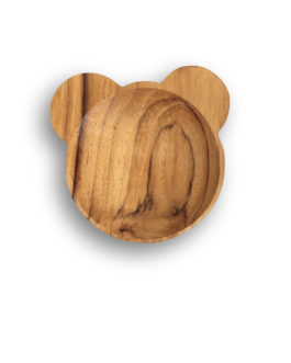 Piring Kayu Boneka Beruang 8,5 X 1,5 Cm Jati
