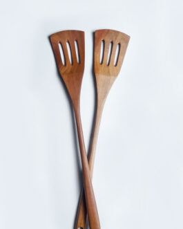 Spatula Kayu  Flat Vertikal Slotted Sapodilla
